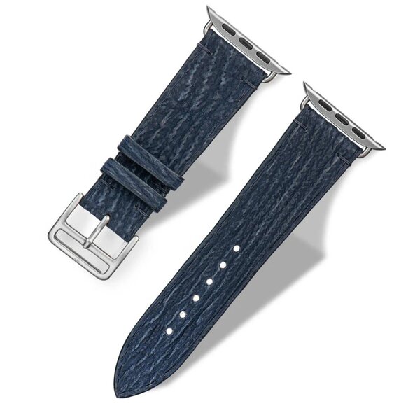 Handcrafted Shark Leather Watch Strap – Elegant Ocean Dark Color